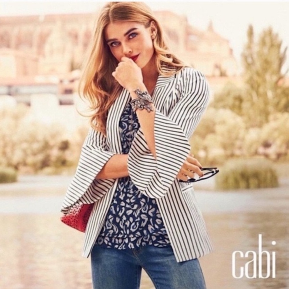 CAbi Ole Ticking Striped Bell Sleeve Jacket Style 5295
